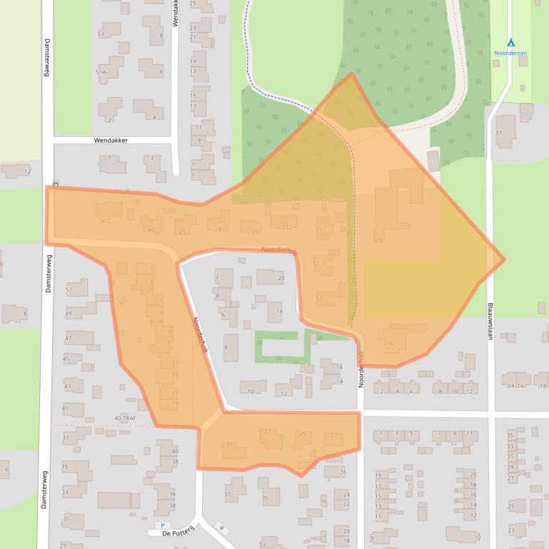 Kaart van postcodegebied 9628BV.