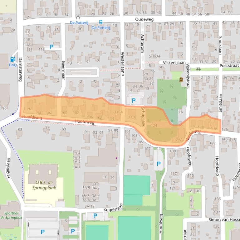 Kaart van postcodegebied 9628CS.