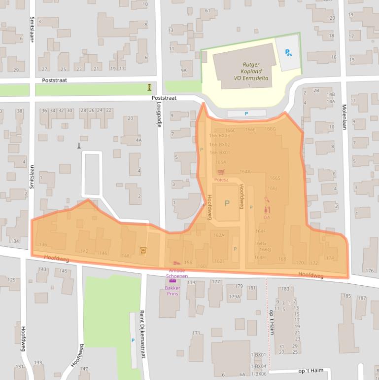 Kaart van postcodegebied 9628CT.