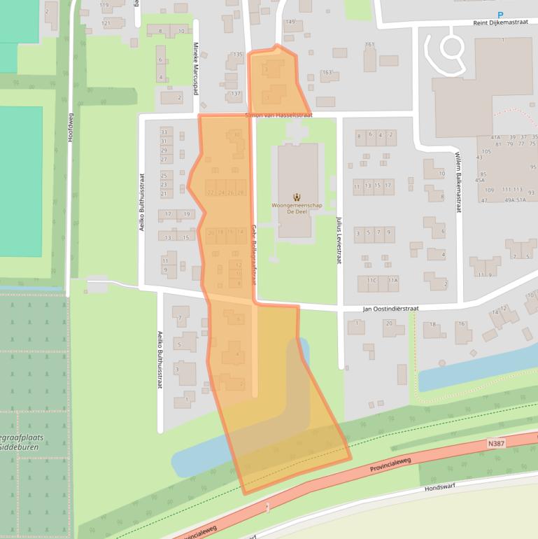 Kaart van postcodegebied 9628GB.