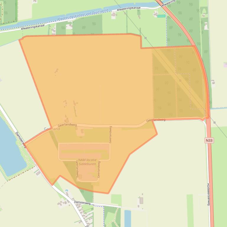 Kaart van postcodegebied 9628TJ.