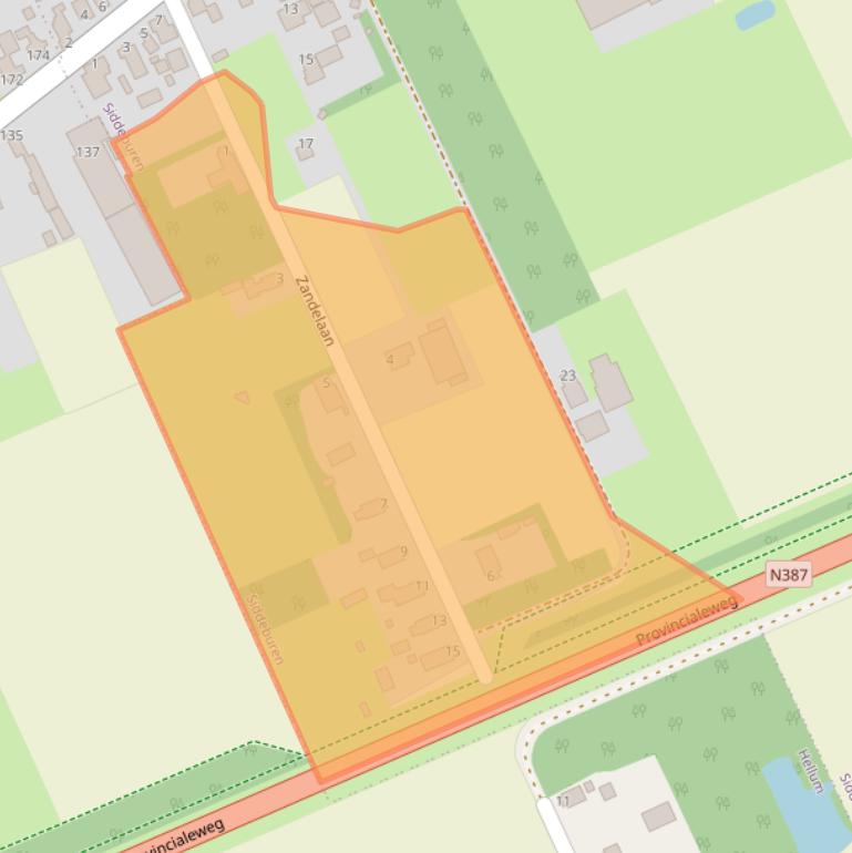 Kaart van postcodegebied 9628TL.