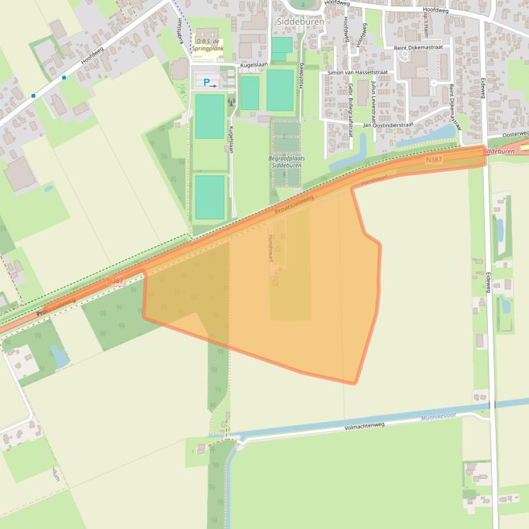 Kaart van postcodegebied 9628TP.