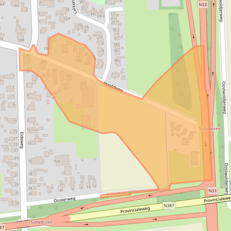 Kaart van postcodegebied 9628TX.