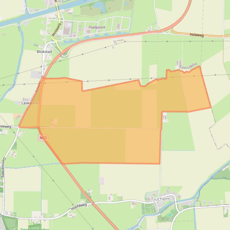 Kaart van postcodegebied 9629PE.