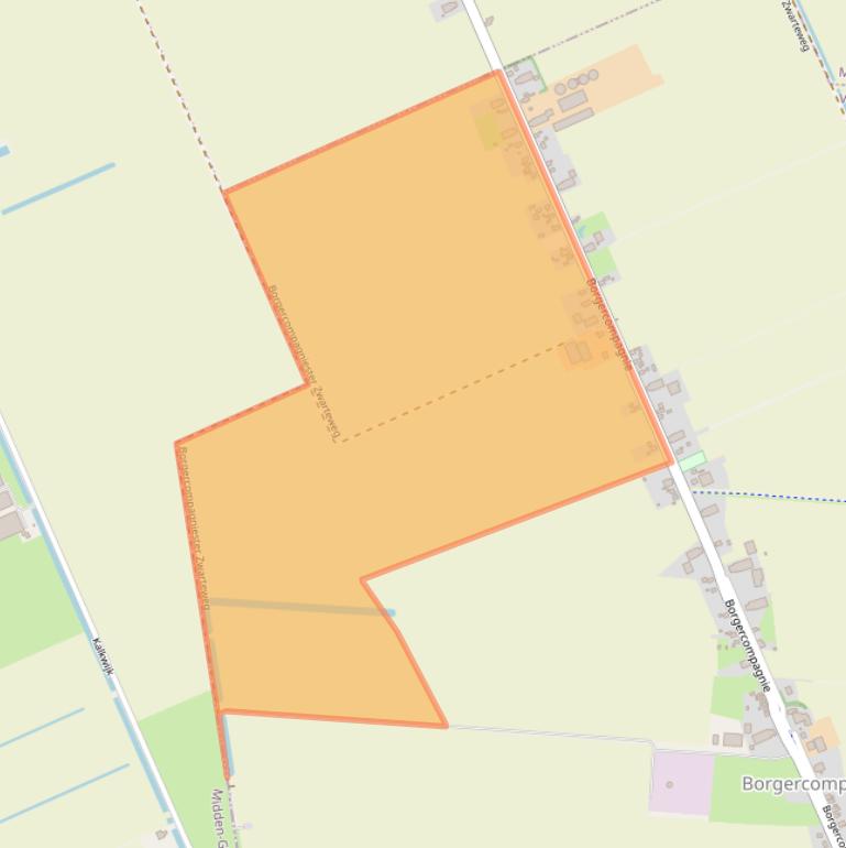 Kaart van postcodegebied 9631TK.