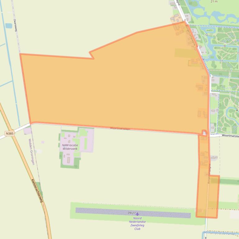 Kaart van postcodegebied 9631TP.