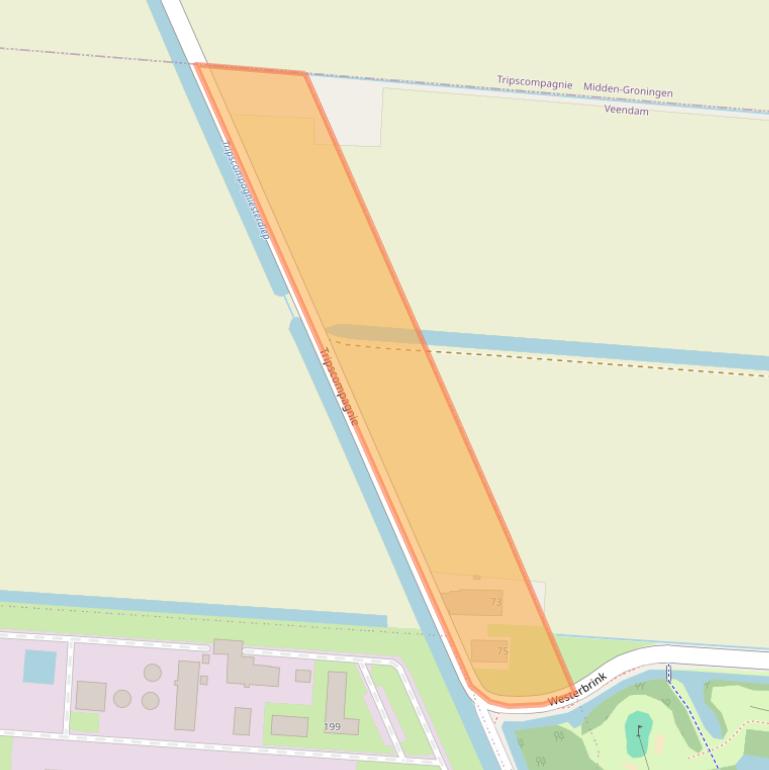 Kaart van postcodegebied 9631TZ.