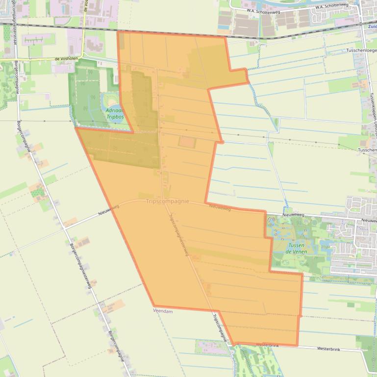Kaart van postcodegebied 9633.
