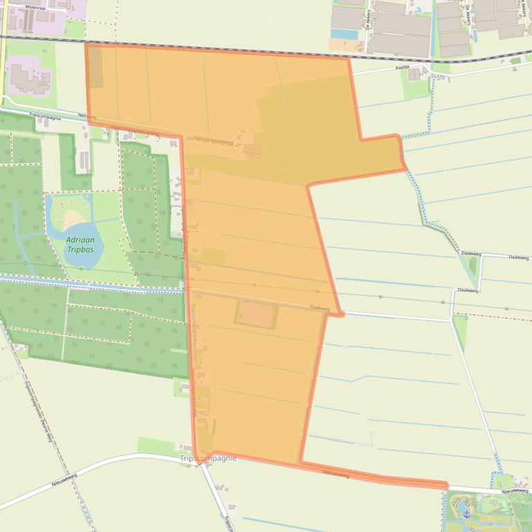 Kaart van postcodegebied 9633TA.