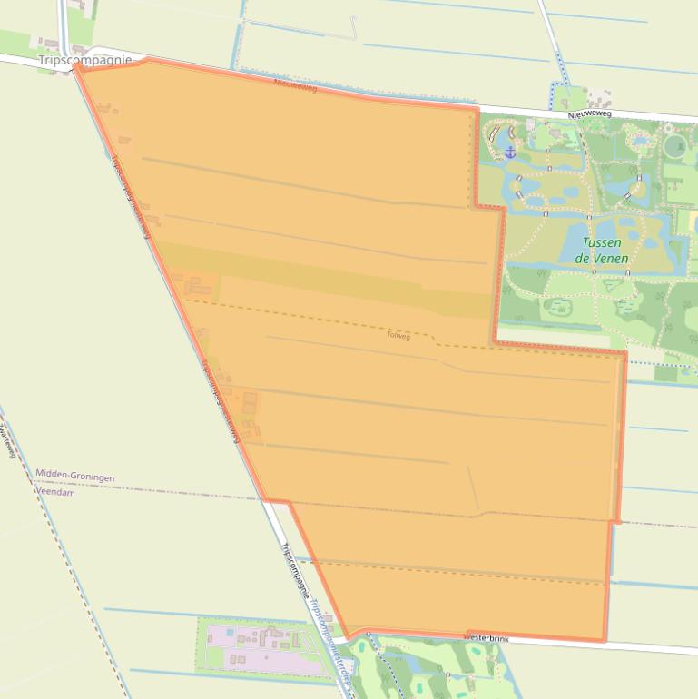 Kaart van postcodegebied 9633TB.