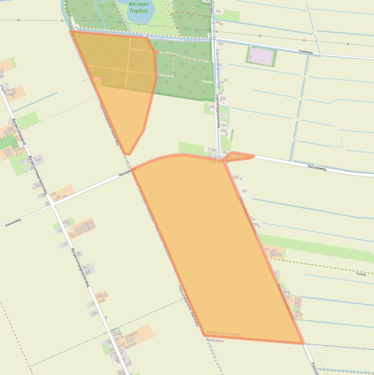 Kaart van postcodegebied 9633TD.