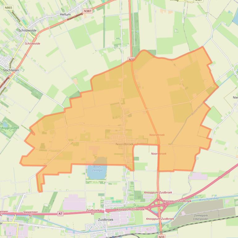 Kaart van postcodegebied 9635.