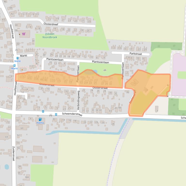 Kaart van postcodegebied 9635AA.