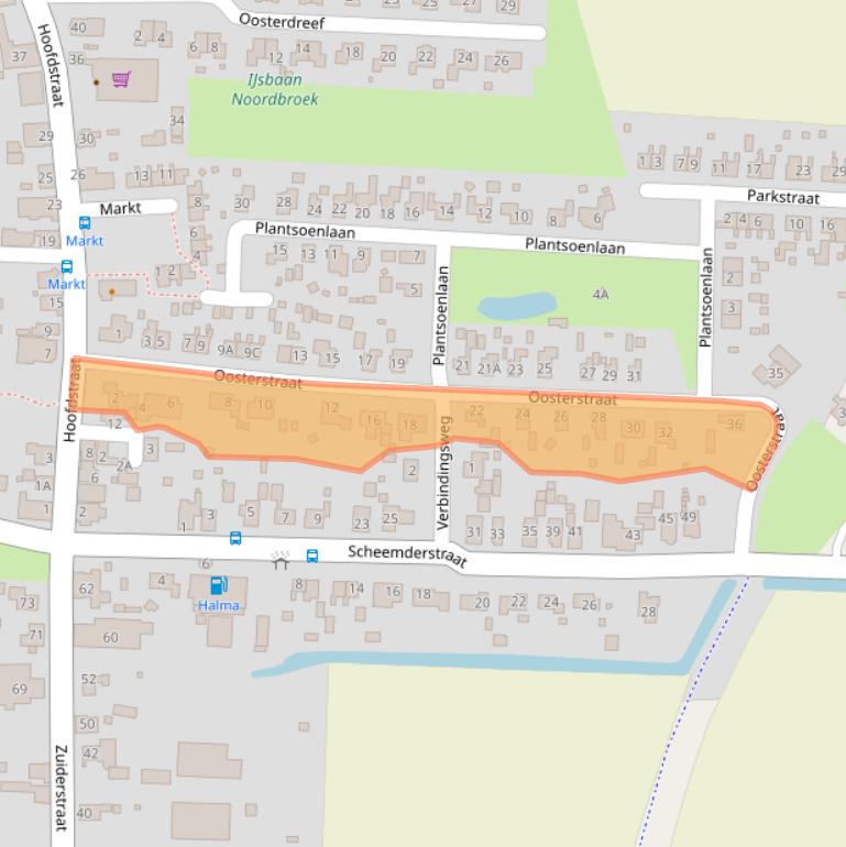 Kaart van postcodegebied 9635AB.