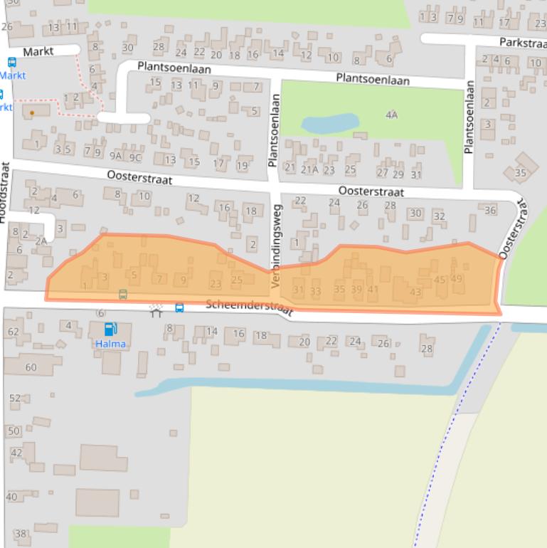 Kaart van postcodegebied 9635AE.