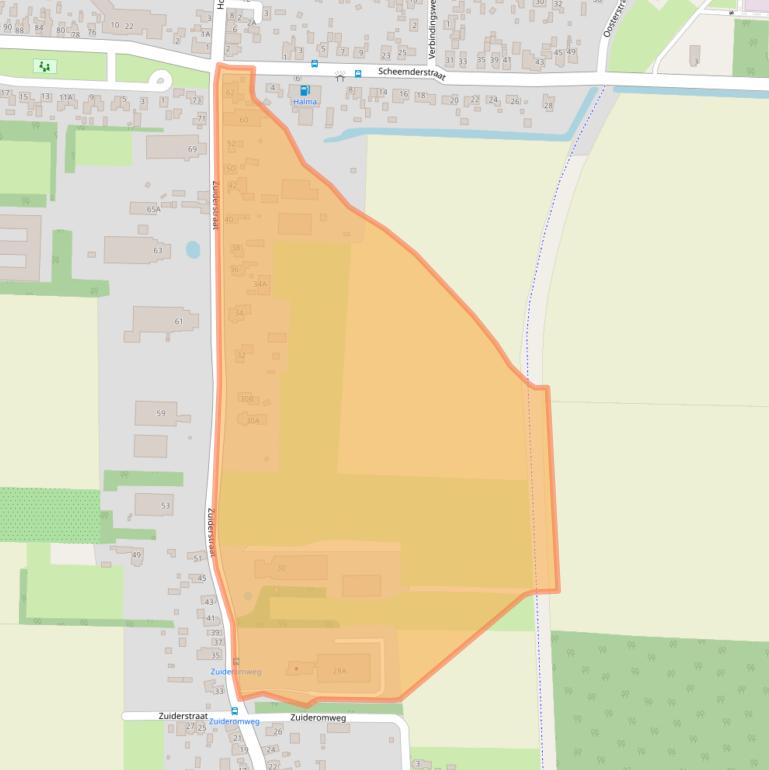 Kaart van postcodegebied 9635AM.