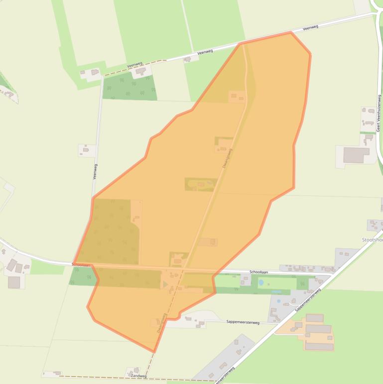 Kaart van postcodegebied 9635TV.