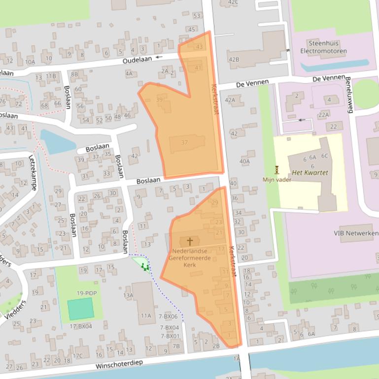 Kaart van postcodegebied 9636AA.