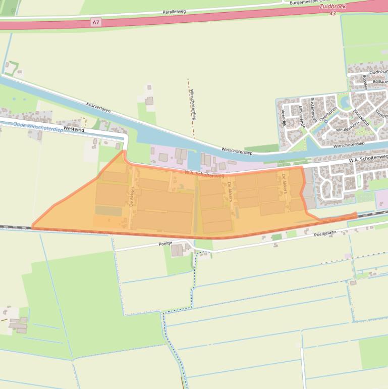 Kaart van postcodegebied 9636CB.