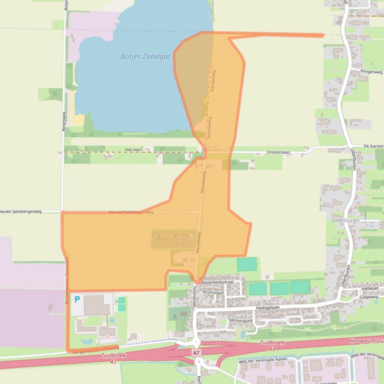 Kaart van postcodegebied 9636TB.