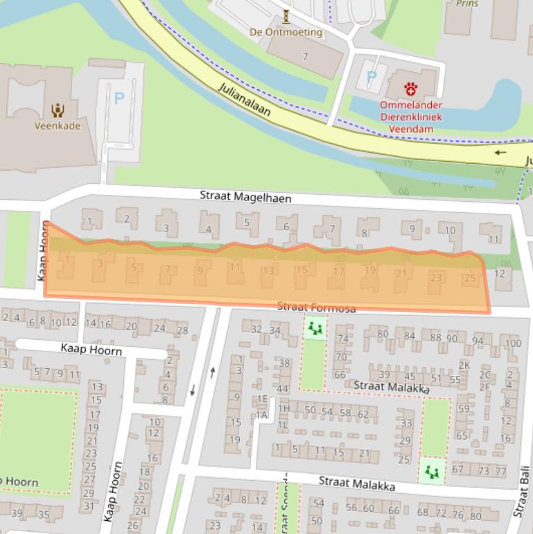 Kaart van postcodegebied 9642AB.