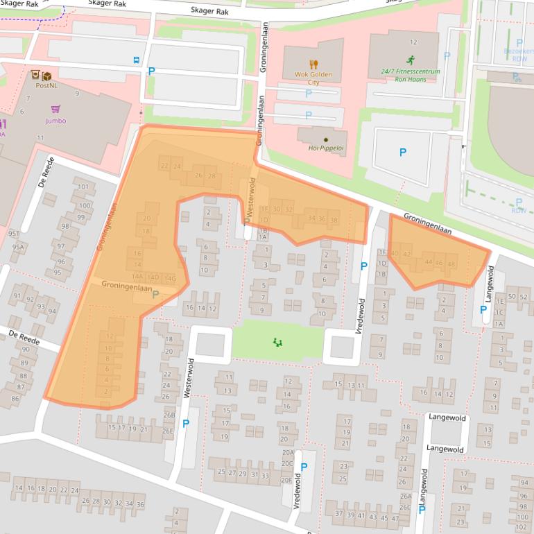 Kaart van postcodegebied 9642EJ.