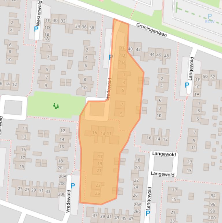 Kaart van postcodegebied 9642EN.