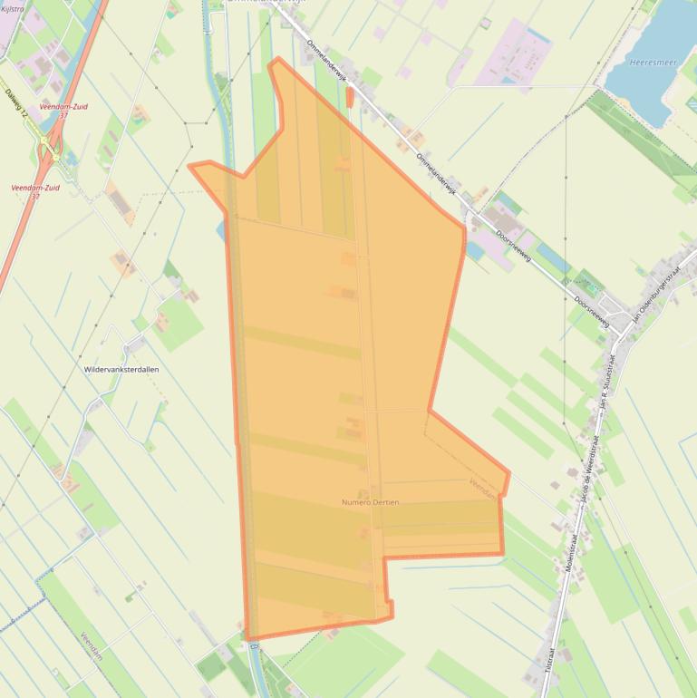 Kaart van postcodegebied 9644TV.