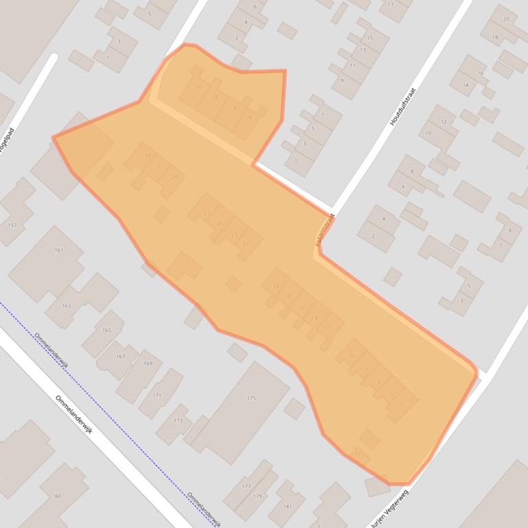 Kaart van postcodegebied 9644VJ.