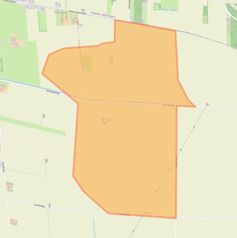 Kaart van postcodegebied 9644XV.