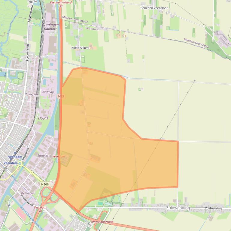 Kaart van postcodegebied 9644XW.
