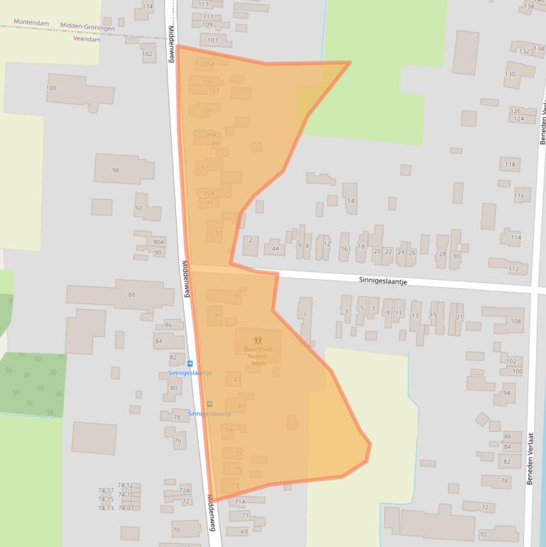 Kaart van postcodegebied 9645BC.