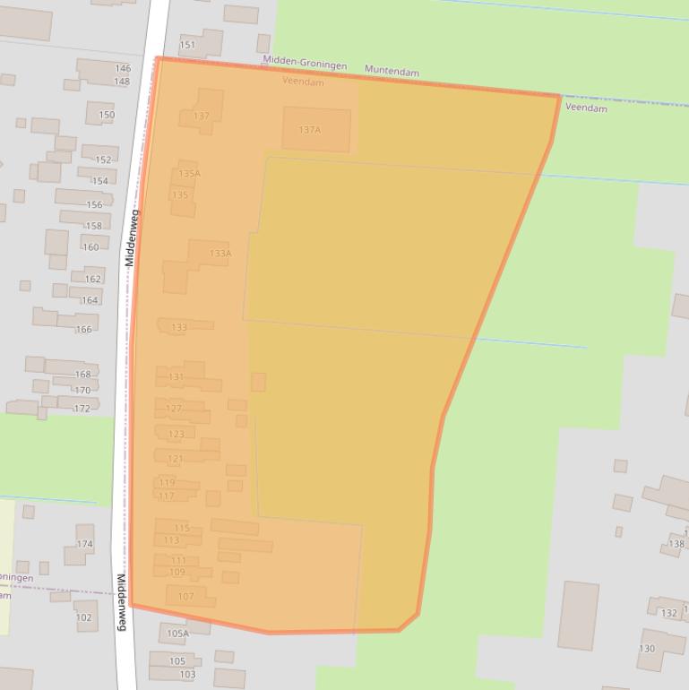 Kaart van postcodegebied 9645BD.