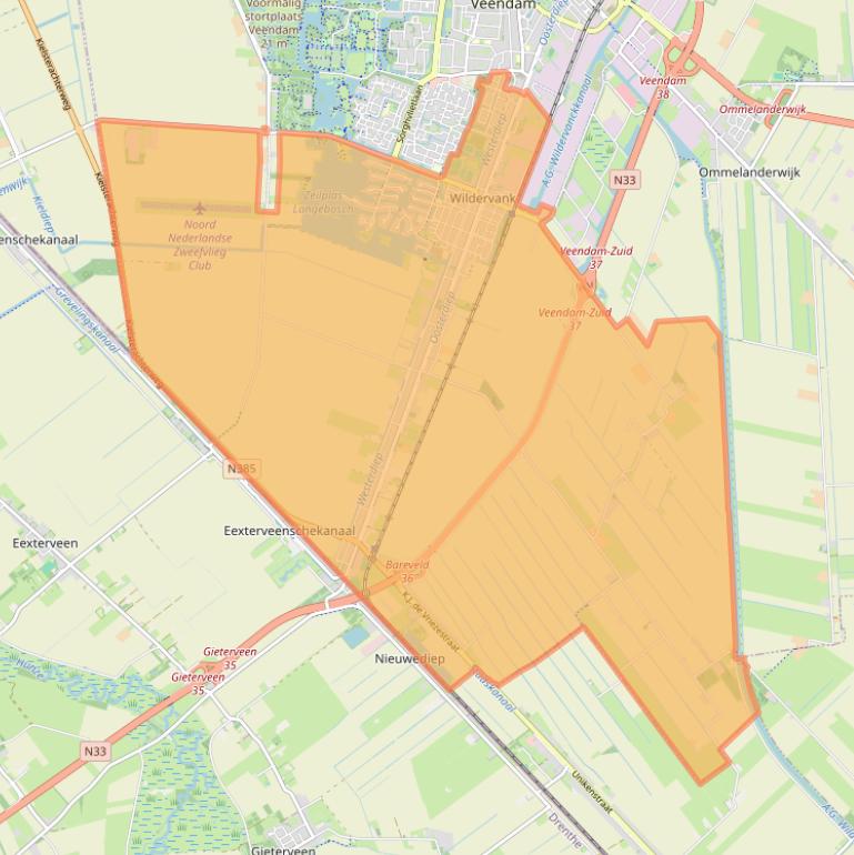 Kaart van postcodegebied 9648.