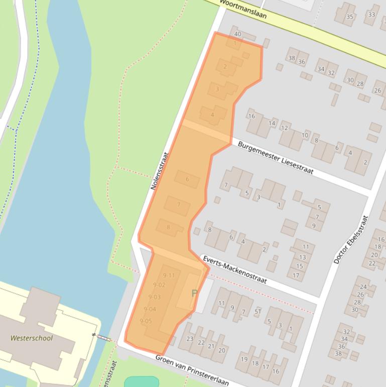 Kaart van postcodegebied 9648AC.