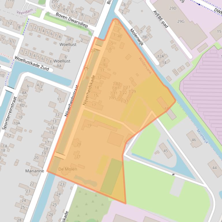 Kaart van postcodegebied 9648JG.