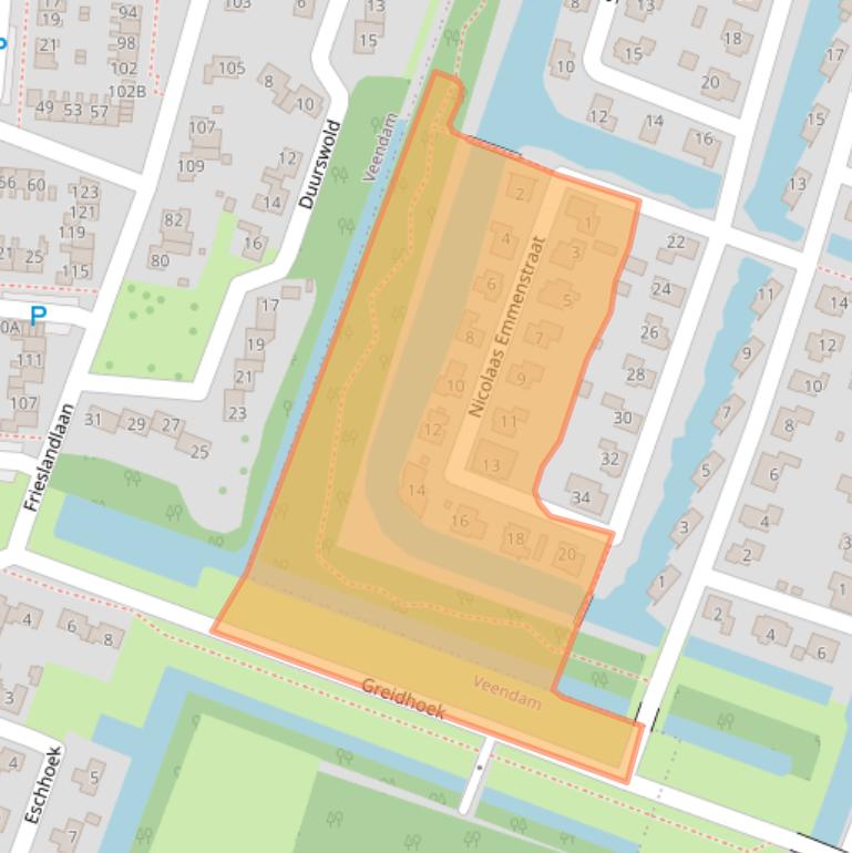 Kaart van postcodegebied 9648MD.