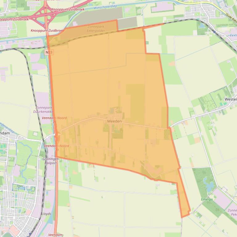 Kaart van postcodegebied 9651.