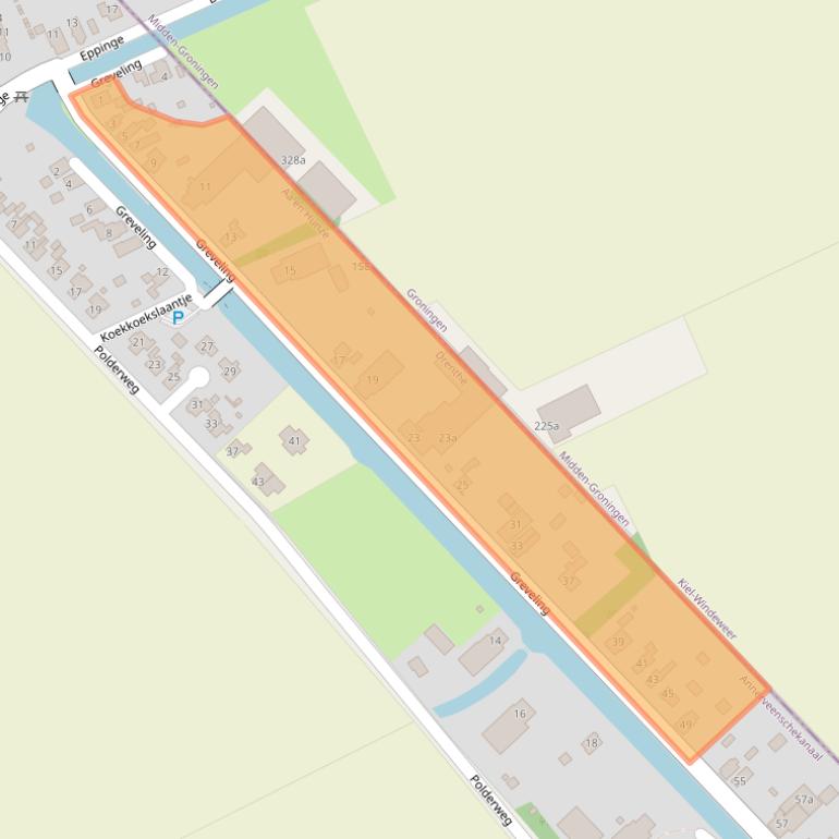 Kaart van postcodegebied 9654PM.