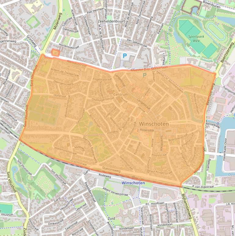 Kaart van postcodegebied 9671.