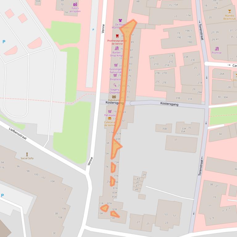 Kaart van postcodegebied 9671DC.