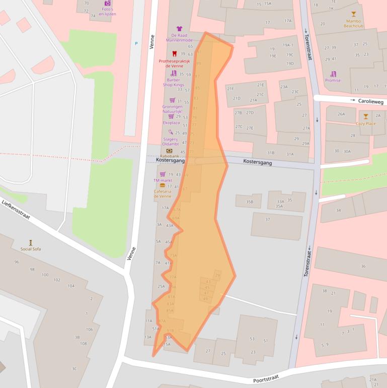 Kaart van postcodegebied 9671DE.