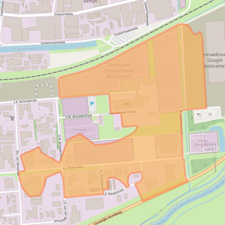 Kaart van postcodegebied 9672AH.