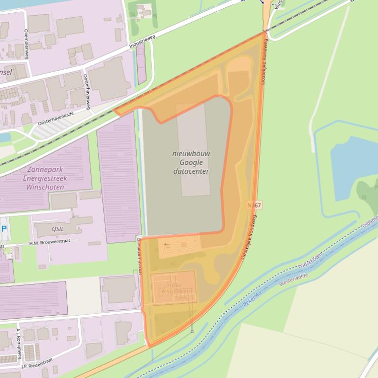 Kaart van postcodegebied 9672DC.