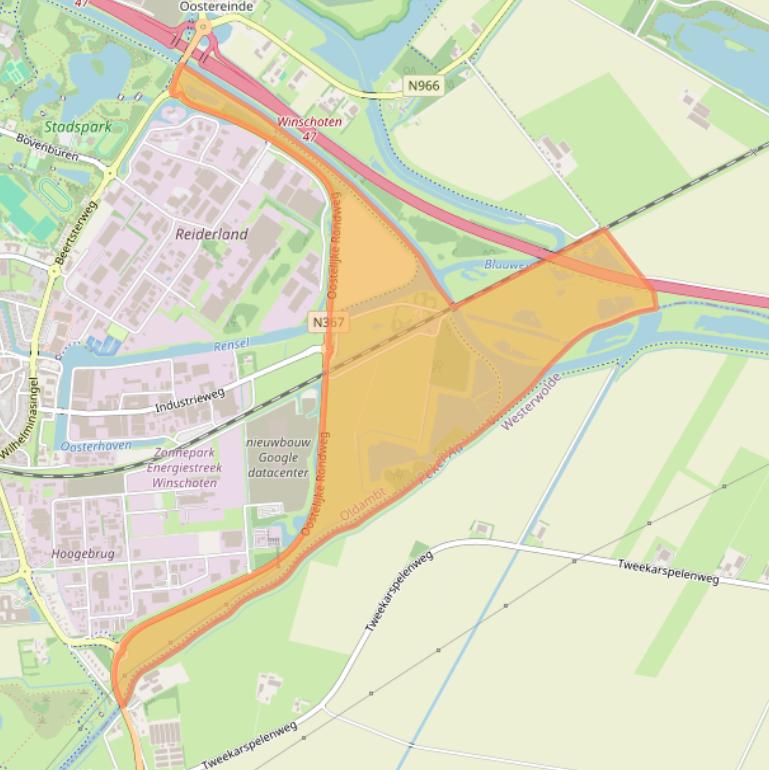 Kaart van postcodegebied 9672TD.