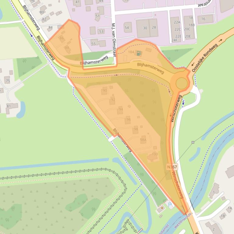 Kaart van postcodegebied 9672XA.