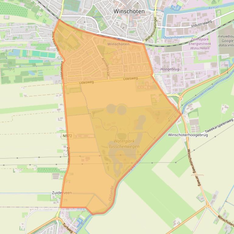 Kaart van postcodegebied 9673.