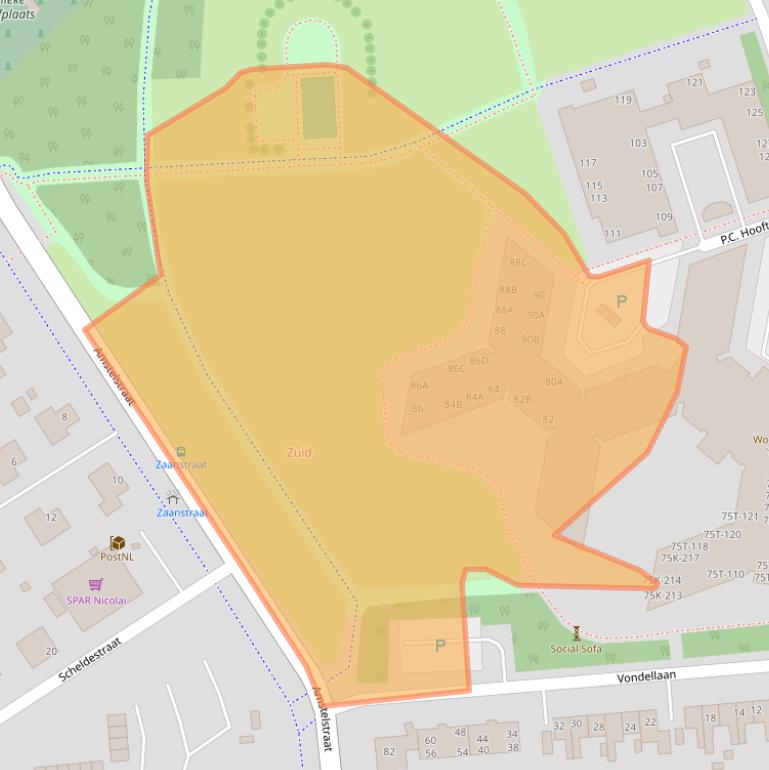 Kaart van postcodegebied 9673GZ.