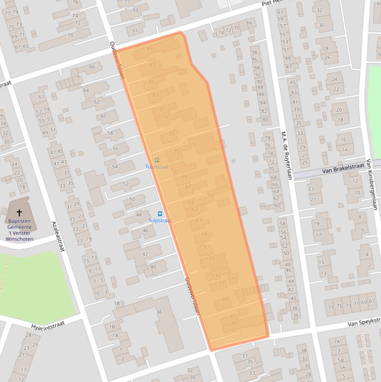 Kaart van postcodegebied 9675ER.